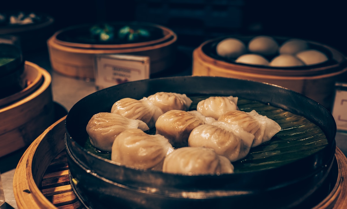 Food shared around a Chinese table